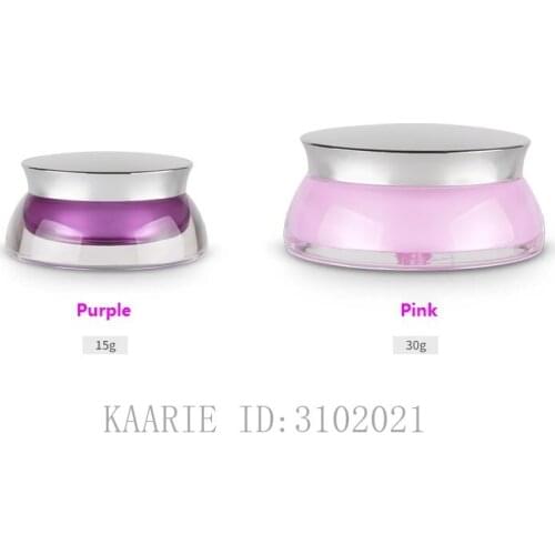 15g30g 10pcs Acrylic Empty Purple/Pink Cosmetic Cream Jar ,DIY Portable UFO Packing Container,Refillable Beauty Makeup Mask Tool
