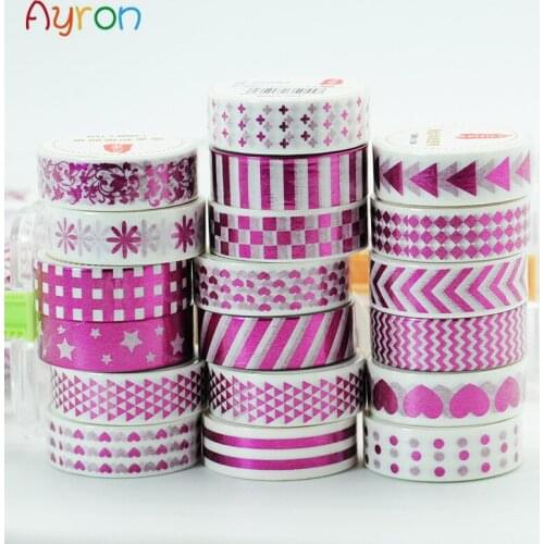 15mm*10m Gold Foil Paper Tapes Print Scrapbooking Christmas DIY Sticky Deco Masking Japanese Foil Washi Tape Paper Lot