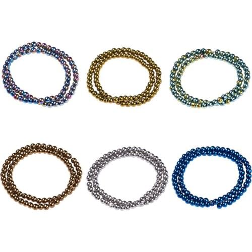20 Strands 4mm Round Mixed Color Carnival Celebrations Mardi Gras Electroplate Glass Bead, Hole: 1mm, about 70pcs/strand, 11"