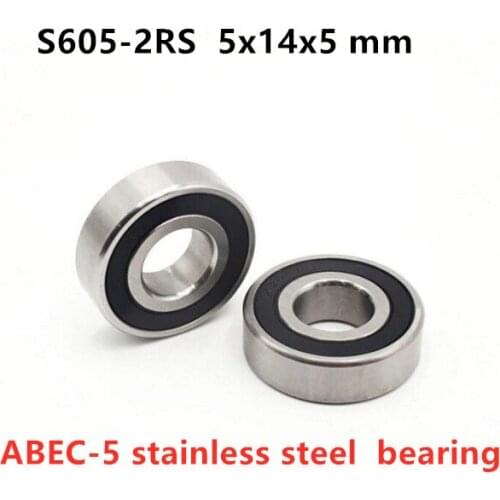 50pcs stainless steel bearing ABEC-5 S605-2RS S605RS 5*14*5 mm deep groove ball bearing 605 5mmx14mmx5 mm