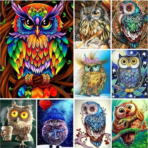 5D DIY Diamond Painting Owl Cross Stitch Kits Full Drill Square Diamond Embroidery Animal Mosaic Art Picture of Home Decor