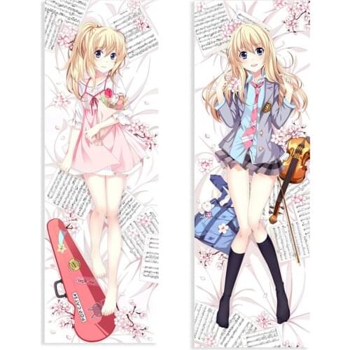 Anime Your Lie in April Long Pillow Case Cosplay Miyazono Kaori Cushion Cover Hugging Body Peach Skin Pillowcase fashion Printed