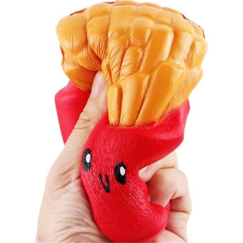 Anti-stress Strap Jumbo French Fries Soft Scented Kawaii Bread Cake Squishy Slow Rising Elasticity Stretch Kid Toy wholesale
