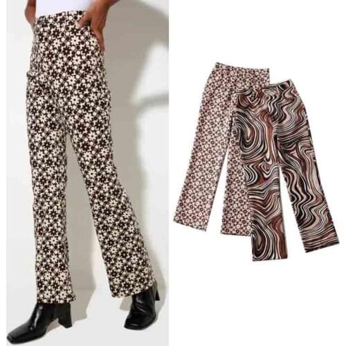 Casual Fashionable Trousers High Waist Casual Straight Loose Trousers Womens Bottoms Geometric Texture Y2k2021 Printed Trousers