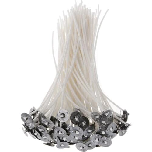 100Pcs 6Inch DIY Candle Wick Core Pre Waxed With Sustainers Cotton Coreless 15CM L4MB
