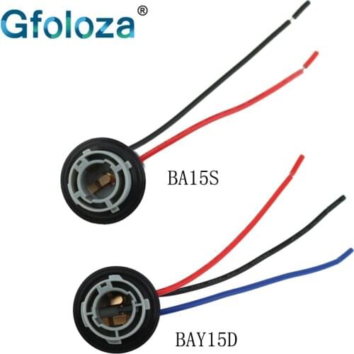 Gfoloza 2Pcs BA15S BAY15D P21W P21/5W Bulb Socket Connector 1156 1157 Lamp Base Adapter Wiring Harness