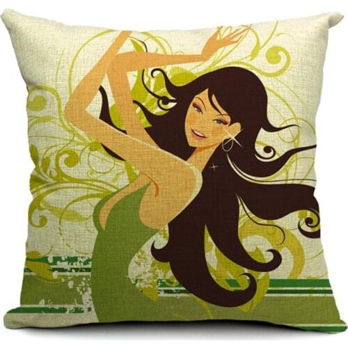 Hot Sale Pillow Covers Beautiful Korean Girls Pattern New Fashion Style45X45CM Linen Pillow Cover\Home Decorative Linen Cushion