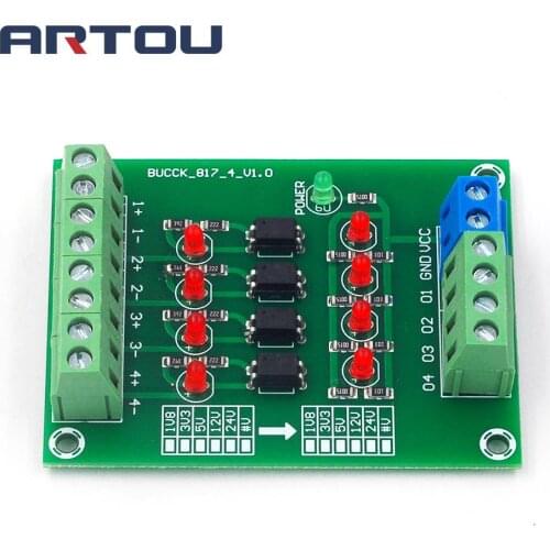 24V to 5V 4 Channel Optocoupler Isolation Board Isolated Module PLC Signal Level Voltage Converter Board 4 Bit