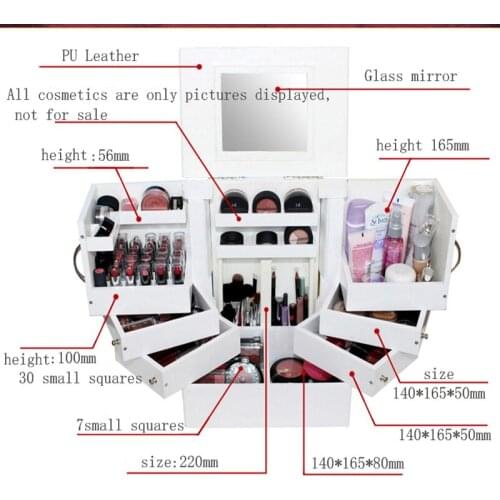 New Version Cases White Pink Color for New Year Gift Storage Boxes large cosmetic storage wooden makeup cabinet Jewelry Box