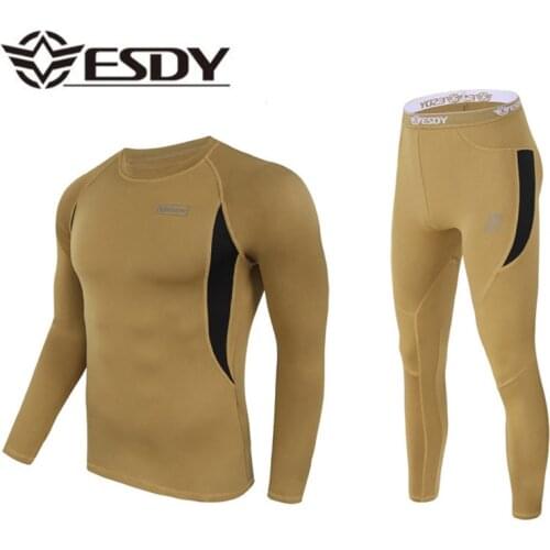 Mens Tactical Sport Warm Fleece Compression Thermal Underwear Set sweat Quick Drying Thermo Breathable Elasticity Tops pants