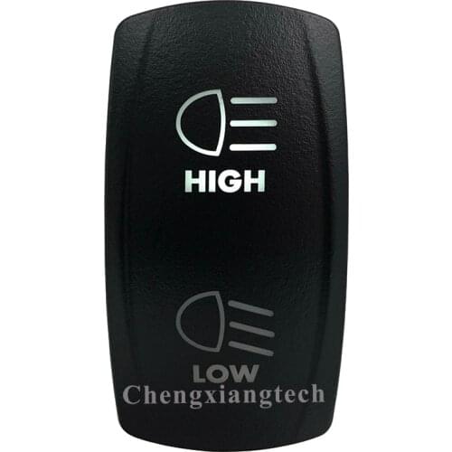 Car Boat Marine Truck Bus Rv - White Led - Rocker Push Switch - HIGH LOW - 7 Pins - On Off On - 12v 24v - DPDT