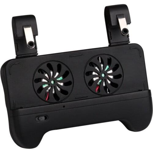 L1R1 Game Shooter Fire Button Trigger Gamepad Handle Holder for PUBG 4.7~5.5'' Mobile Phone Gaming Grip Handle w/ Cooling Fan