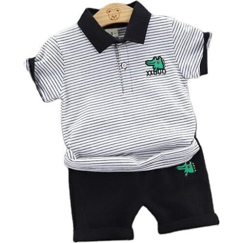 Summer Children Cotton Baby Boys Clothes Stripe T Shirts Shorts 2Pcs/sets Infant Cartoon Outfit Kids Fashion Toddler Tracksuits
