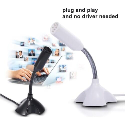 Mini USB Microphone Studio Speech Chatting Singing KTV Karaoke Mic for PC Laptop with Holder(Black)