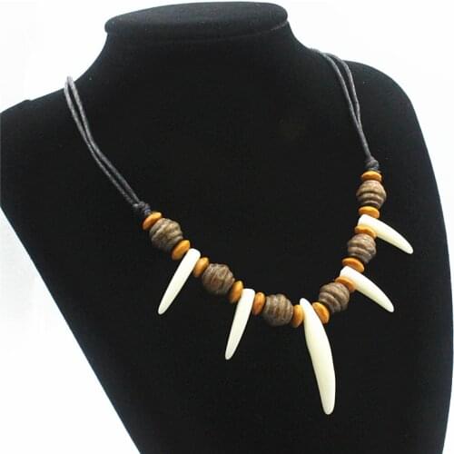 Fashion Acrylic Spike Beaded Necklace Wax Rope Braided Imitation Spike Necklace Surfer Adjustable Length Necklace Amulet MN052