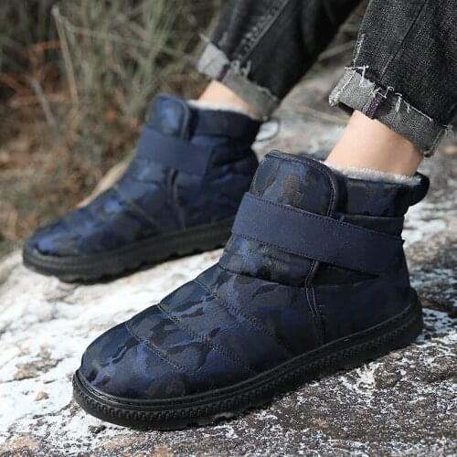 Men Boots Slip On Lightweight Winter Shoes For Men Snow Boots Waterproof Footwear With Fur Comfortable Shoes Plus Size 38-47