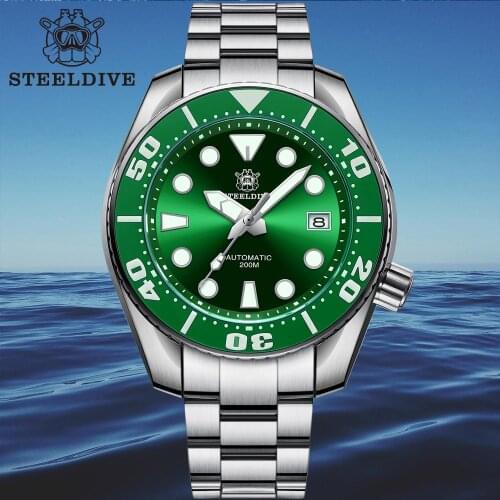 SD1971 Mens Diving Watch Swiss Super BGW9 Luminous Japan NH35 Movement Ceramic Bezel STEELDIVE Design 200M Waterproof Watches