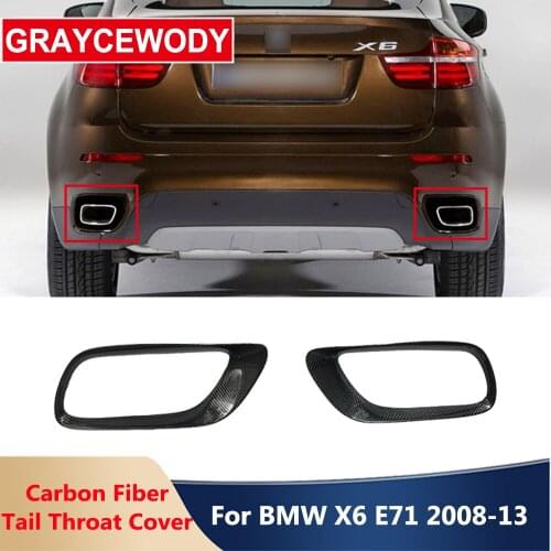 X6 Real Carbon Fiber Exhaust Pipes End Tips Exhaust Tail Throat Cover For BMW X6 E71 2008-2013 Car Exterior Decoration