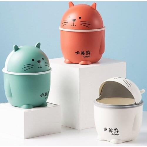 Desktop Creative Trash Can Home Cute Small Dormitory Desk Creative Plastic Bedroom Japanese Mini With Cover Storage Basket New