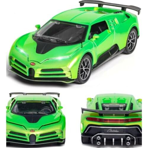1/32 New Bugatti 110th Anniversary Edition Supercar Model Toy Alloy Die Cast With Pull Back Sound Light Sports Car Kids Toys