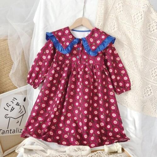 2020 Autumn Casual Solid Girls Dress Flowers Kids Dresses For Girls High Quality Fashion Girl Clothes