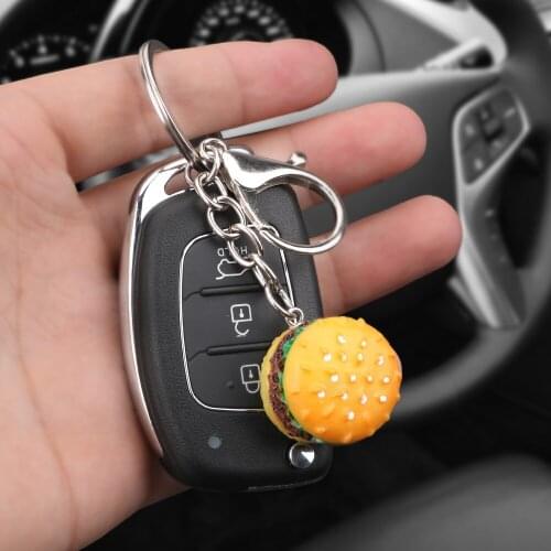 Pendant Car-styling 1PCS Car Key Ring Simulation Hamburger Key Chain Creative