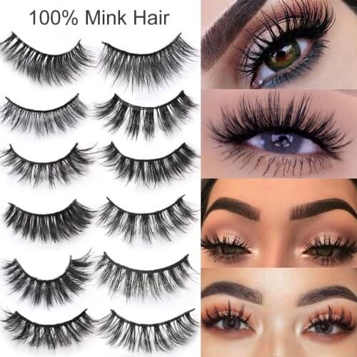 Lash Mink Eyelashes 3D Mink Hair Lashes Wholesale 100% Real Mink Fur Handmade Crossing Lashes Thick Lash 12 Styles New 1Pair