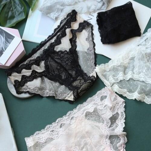A sexy lace breathable mesh with thin waist and pure cotton crotch for ladies underwear