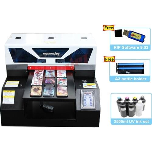 UV printer a3 digital uv led rotary Printer a3 with free 3500ml UV ink bottle phone case t shirt printing machine a3