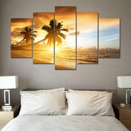 Embelish 5 Panels Tropical Marine Sand Beach Landscape Wall Pictures HD Canvas Paintings For Living Room Home Home Decor Posters