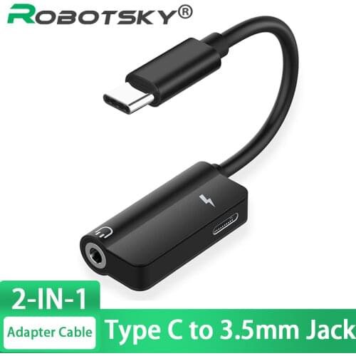 USB C Cable 2 in 1 Type-C 3.5mm Jack Audio Converter Headphone adapter Cable for Huawei mate 10 P20 pro Xiaomi Mi 6 8