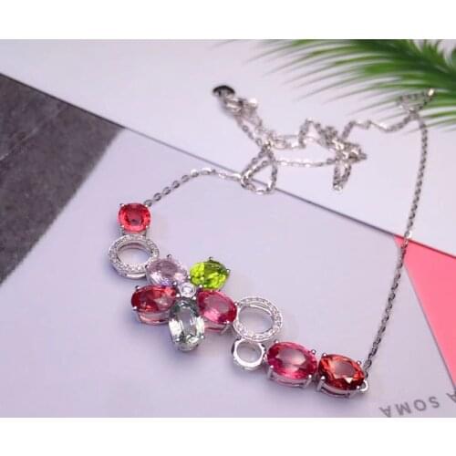 Y510 Fine Jewelry 100% Natural Red Colorful Tourmaline Gemstone 6.8ct Pendant Vintage Torques Pendants Neckalces for Women