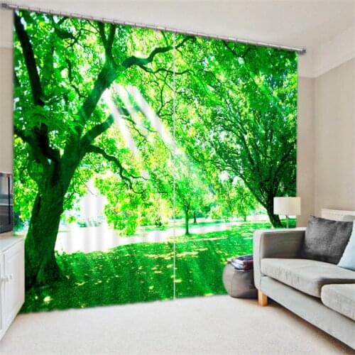 Green Blackout 3D Window Curtains Living Room Bedroom Drapes Cortinas Rideaux Customized size Beautiful tree print pillowcase