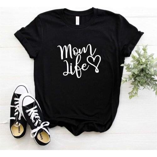 Mom Life Heart Letter Print T Shirt Women Short Sleeve O Neck Tshirt 2020 Summer Fashion Women Tee Shirt Tops