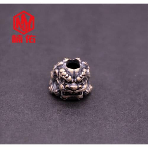 1PC Chinese Lion Dance White Copper Retro Brass Copper Oxide EDC Paracord Beads Umbrella Rope Cord Lanyard Pendants Knife Beads