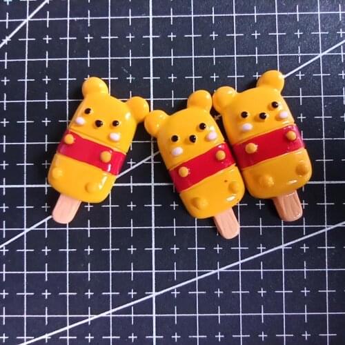 1pcs/lot resin flat back Simulation yellow bear cartoon ice 34mm Cabochons Scrapbooking Hair Bow Center DIY Christmas decration