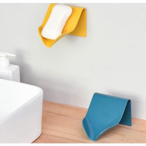 1Pcs Soap Holder Bathroom Shower Soap Dish Shower Plates Soap Storage Box With Drain Wall Mounted Self Adhesive Plastic Supplies