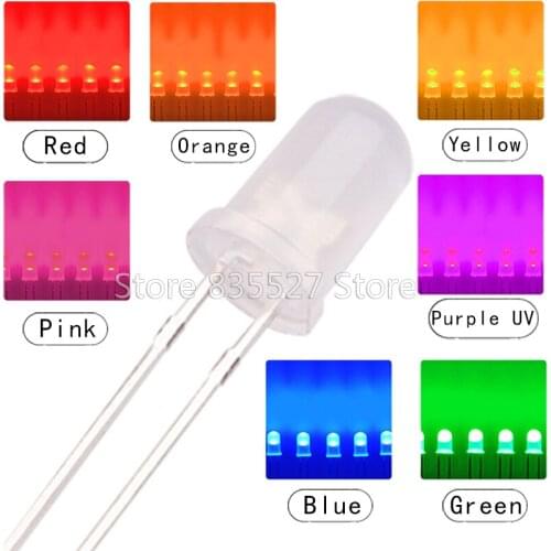 100PCS 5MM Round mist LED light-emitting diode DIP White / Warm White / Red / Orange/Yellow/Green / Blue / Purple UV / Pink /RGB