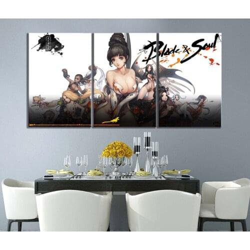 3pcs Game Grils Sexy Picture Blade & Soul Game Poster Artwork Painting for Bedroom Wall Decor