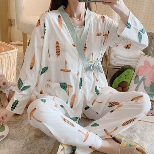 3 PCs/Set Maternity Nursing Printed Pajamas Pregnant Women Postpartum Breast Feeding Sleep Clothes Pregnancy Home Lounge Suits
