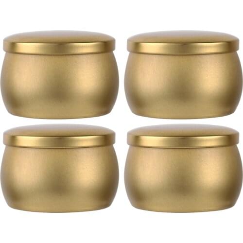 4Pc Solid Color Tinplate Drum Jar Candy Gifts Box Tea Container Candle Tins with Lids for Candle Making Holding Food Storage Jar