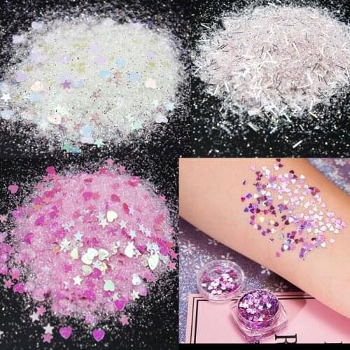 50/10Grams Glitter Holographic Star Glitter Large Hair Eye Face Body Glitter Makeup | Loose Iridescent Cosmetic star 3mm Glitter