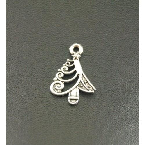 50pcs Silver Color Christmas Tree Charm Pendants DIY Metal Bracelet Necklace Jewelry Findings A790
