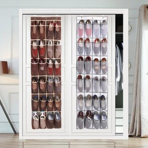 24 pocket Large Mesh Cloth Box Storage Hanging Bag Wall-mounted Sundries Organizer Holder Room Shoes Slippers Storage Bag WF