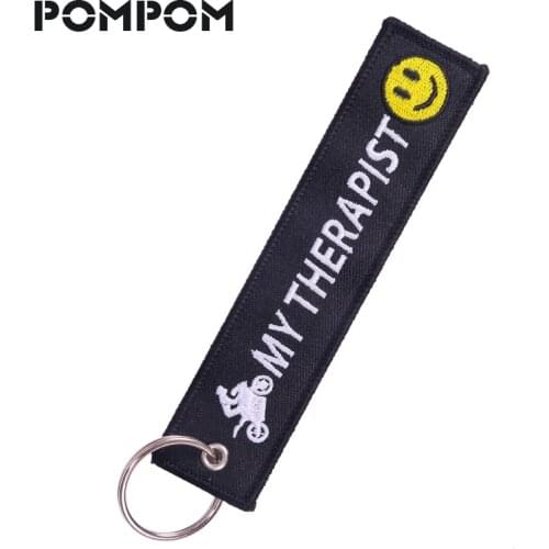My Therapist Key Chains for Motor Bikers Gifts Black Embroidery Key Ring Chain for Cars and Motorcycle Keychain Jewelry llavero