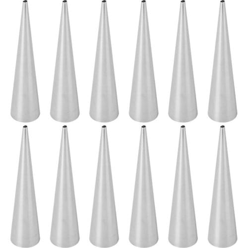 12PCS Stainless Steel Pastry Cream Horn Molds Conical Tube Cone Pastry Roll Horn Mould Kitchen Baking Coil Tool