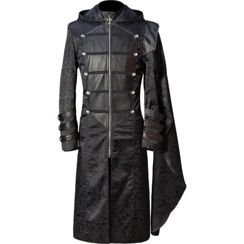 Steampunk Medieval Gothic Knight Pirate Assassin Leather Trench Coat Suit Cosplay Middle Ages Retro Cape SCA LARP Costumes
