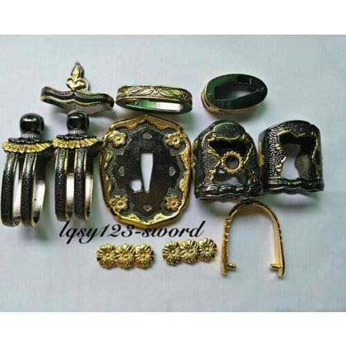 Forged Set fitting alloy Tsuba For Japanese Katana parts Japan Military Sword Accessory hero