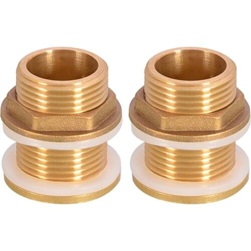 Brass Water Tank Connector With Plugs 2 Pieces Watering Accessories Tubs Silicone Pools (PVC 3/4 Inch) Gasket For Rain Barrels