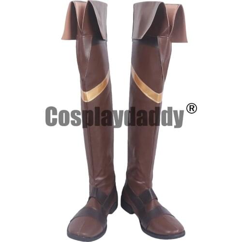 Macross Delta Aerial Knights Roid Brehm White Knight Keith Aero Windermere Anime Cosplay Brown Shoes Long Boots S008